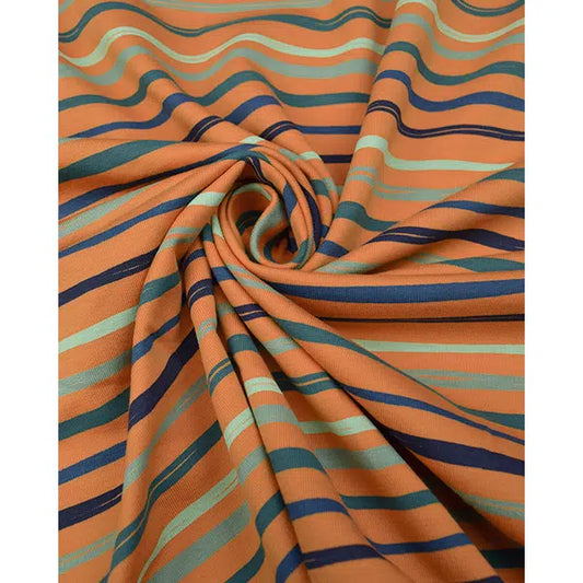 Cotton Sweatshirt Fleece Fabric - Jungle Stripe – view 2 – Truro Fabrics