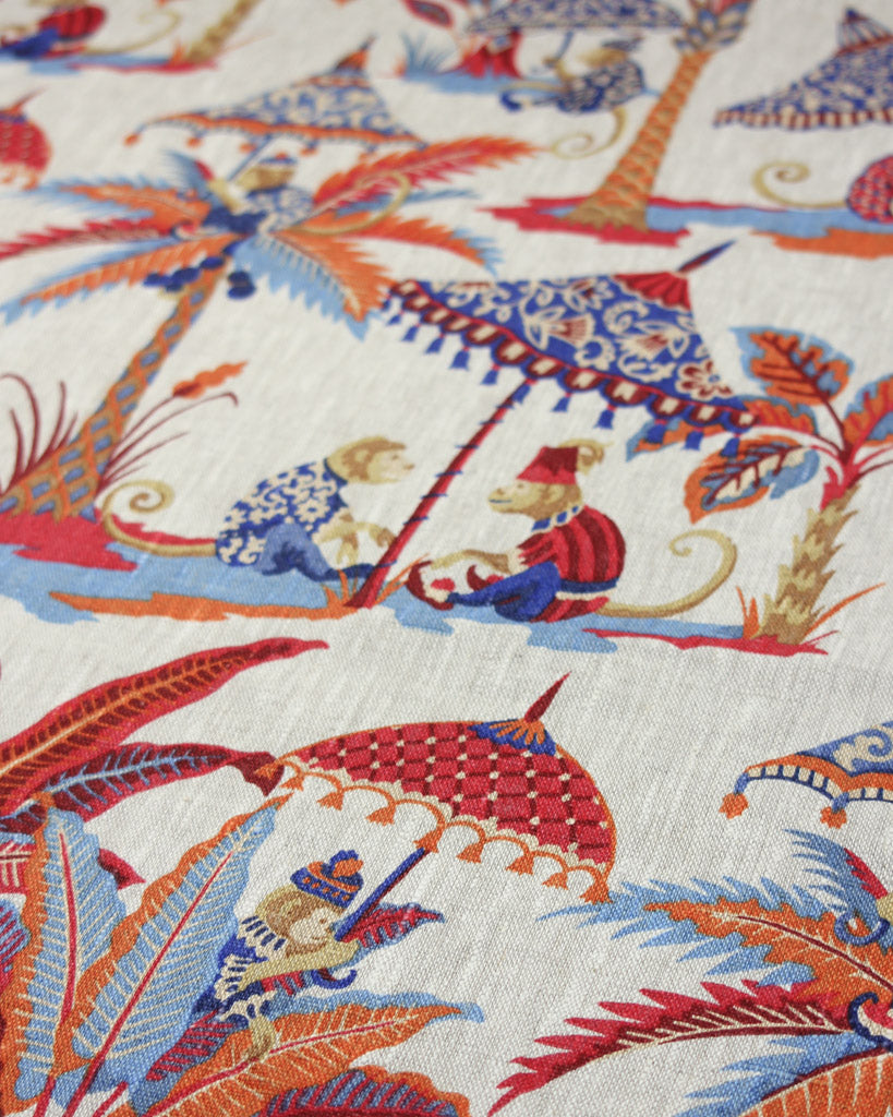 Curtain and Interiors Fabric - Exotic Monkey - Rouge