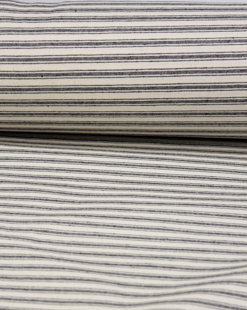 Extra Wide Curtain and Interiors Fabric - Black Ticking