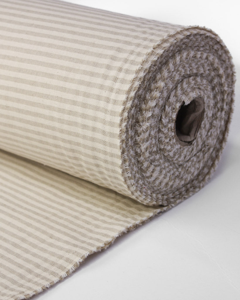 Extra Wide Curtain and Interiors Fabric - Vera Stripe - Flax Seed