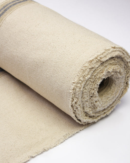 Curtain and Interiors Fabric - Heavy Cotton Stripe - Barley and Cobblestone