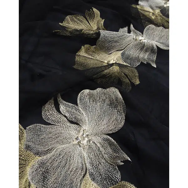 Embroidered Tulle Fabric - Metallic Floral – view 9 – Truro Fabrics