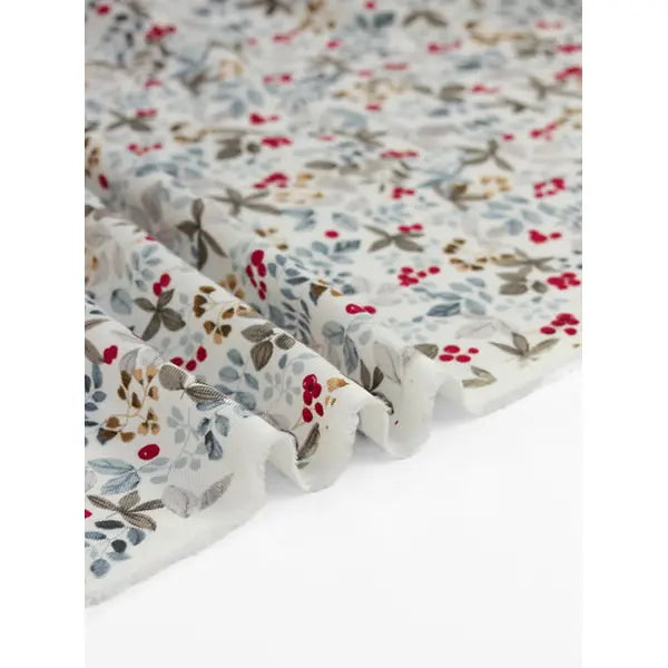 Brushed Viscose Twill Fabric – Frosty Berry Garden – view 4 – Truro Fabrics