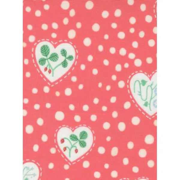 Funny Valentine - Patchwork Cotton - Flower Hearts on Coral – Truro Fabrics