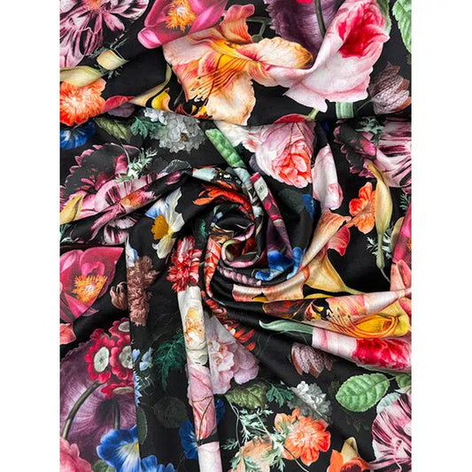 Home Furnishing Velvet Fabric - Rose Garden Ebony – view 2 – Truro Fabrics