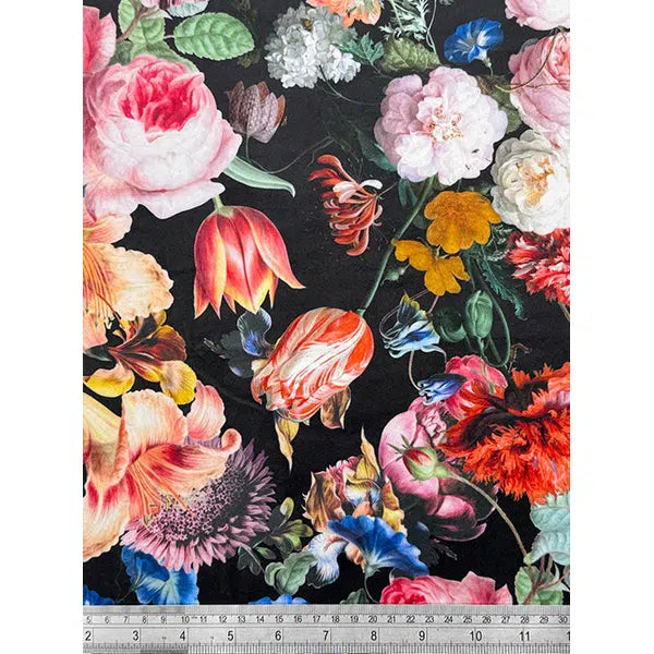 Home Furnishing Velvet Fabric - Rose Garden Ebony – view 3 – Truro Fabrics