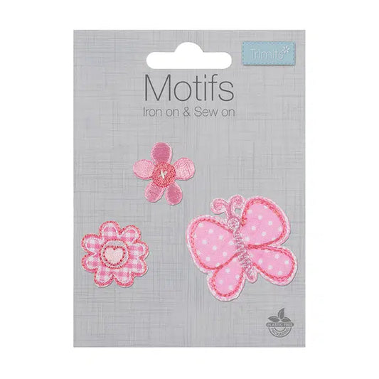 Iron-On Motif Patch - Butterfly & Flowers – view 2 – Truro Fabrics