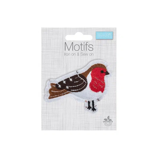 Iron-On Motif Patch - Christmas Robin – view 2 – Truro Fabrics