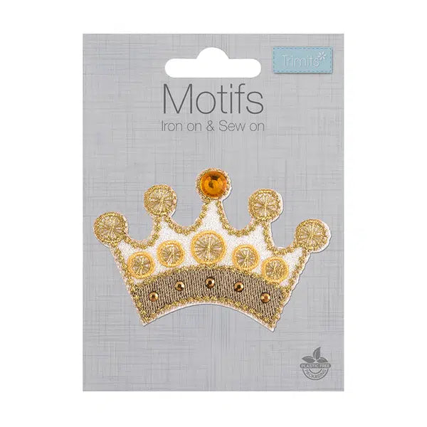Iron-On Motif Patch - Gem Gold Crown – view 2 – Truro Fabrics