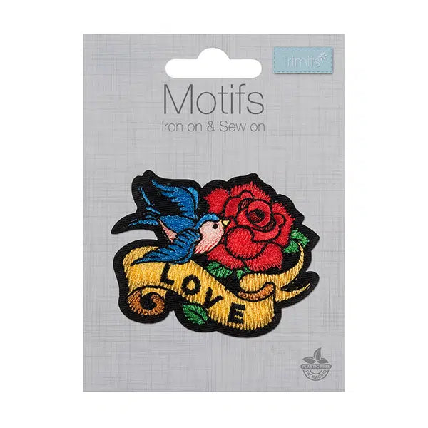 Iron-On Motif Patch - Love Tattoo – view 2 – Truro Fabrics