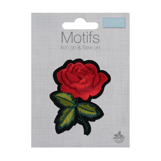 Iron-On Motif Patch - Red Rose – view 2 – Truro Fabrics