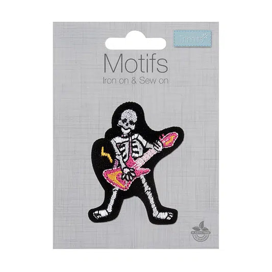 Iron-On Motif Patch - Rock Star Skeleton – view 2 – Truro Fabrics