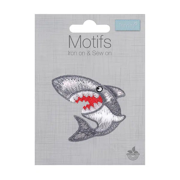 Iron-On Motif Patch - Shark – view 2 – Truro Fabrics