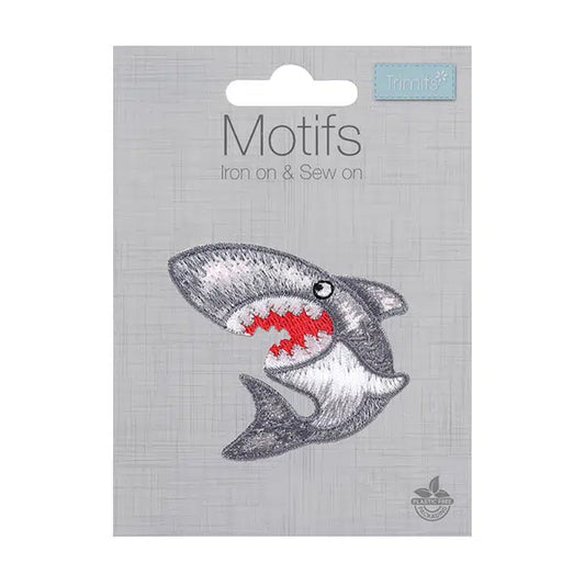 Iron-On Motif Patch - Shark – view 2 – Truro Fabrics