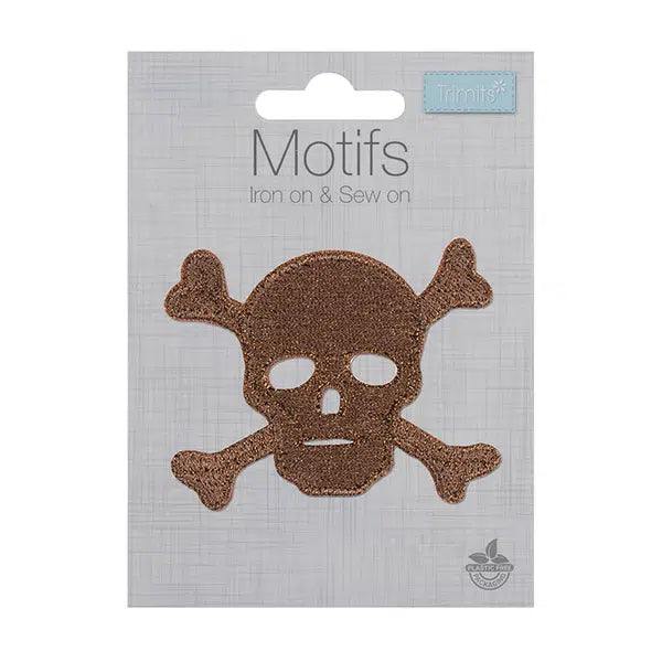 Iron-On Motif Patch - Skull & Cross Bones – view 2 – Truro Fabrics