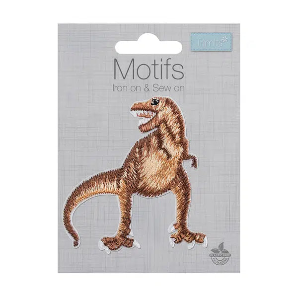 Iron-On Motif Patch - T-Rex Dinosaur – view 2 – Truro Fabrics