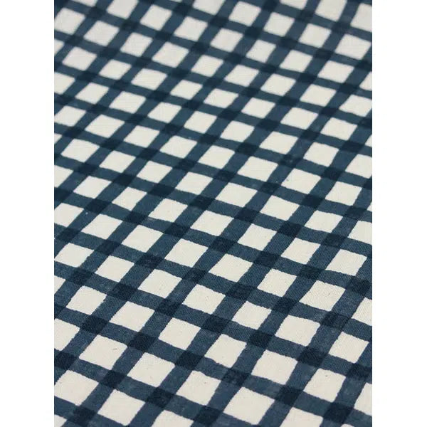 Japanese Linen Look Cotton Fabric – Freehand Check Ink – view 4 | Truro Fabrics