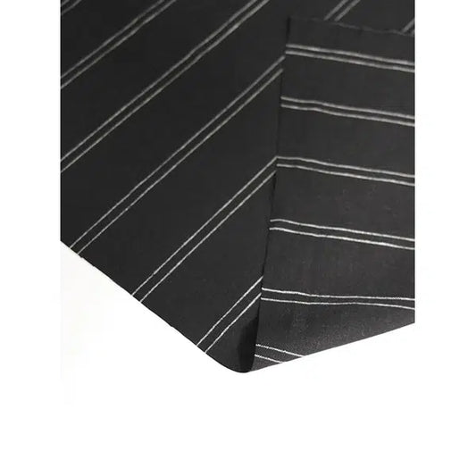 Linen Blend Fabric - Twin Chalk Stripe Black – view 2 | Truro Fabrics