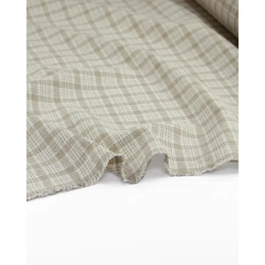 Linen & Cotton Blend Fabric - Natural Plaid – view 2 | Truro Fabrics