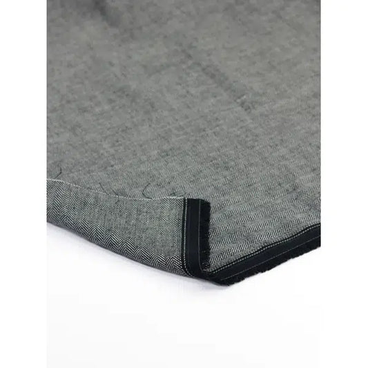 Linen Cotton Herringbone Fabric - Ink – view 2 | Truro Fabrics