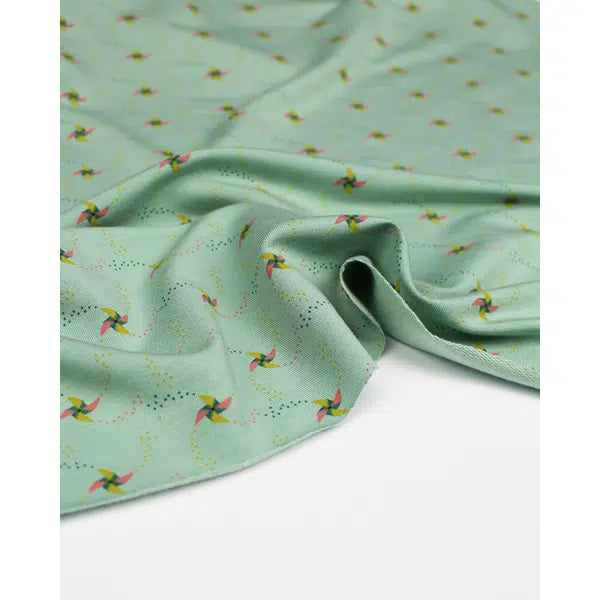 Modal French Terry Fabric - Penny Pinwheel Mint – view 3 | Truro Fabrics