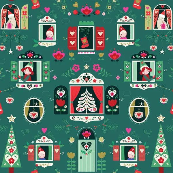 Christmas Patchwork Fabric - Nordic Noel - Festive Windows – Truro Fabrics