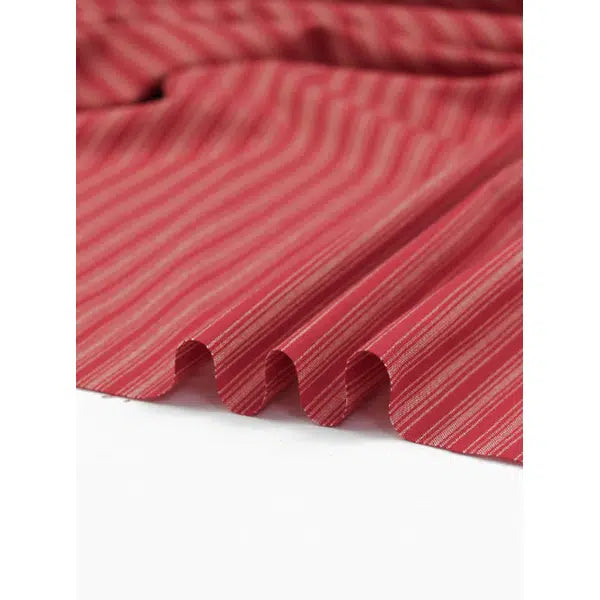 Nordsø Yarn Dyed Cotton Fabric - Cardinal Stripe Scarlet – view 4 | Truro Fabrics