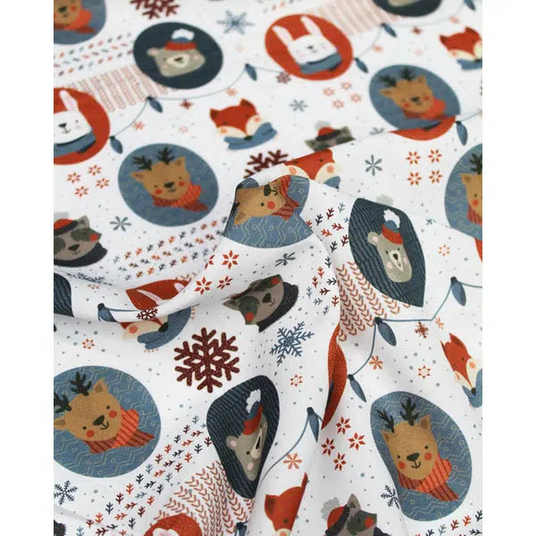 Organic Christmas Cotton Fabric - Cosy Portraits – view 4 | Truro Fabrics