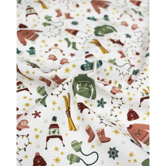 Organic Christmas Cotton Fabric - Winter Woollies – view 2 | Truro Fabrics