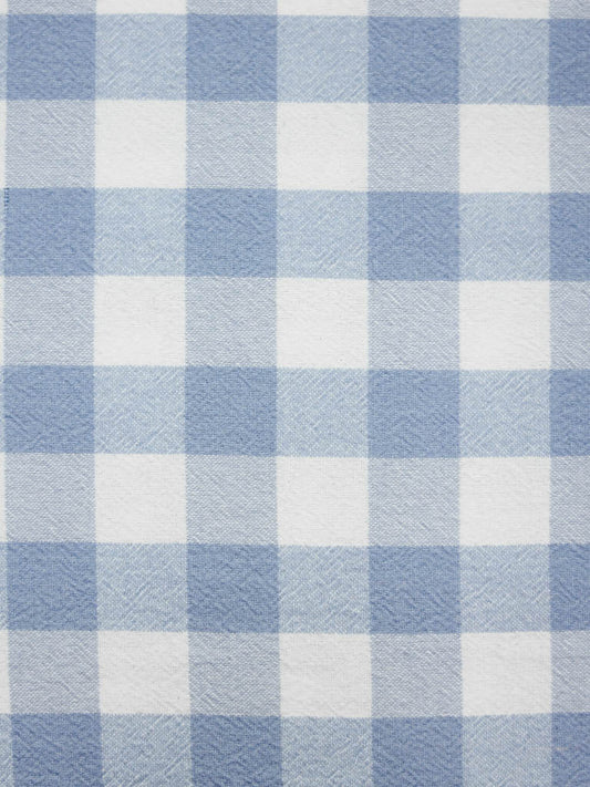 Blue and white checkered pattern cotton fabric