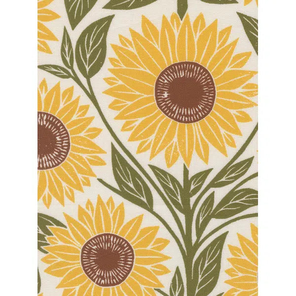 Patchwork Cotton Fabric - Garden Series - Sunflowers on Cream | Truro Fabrics