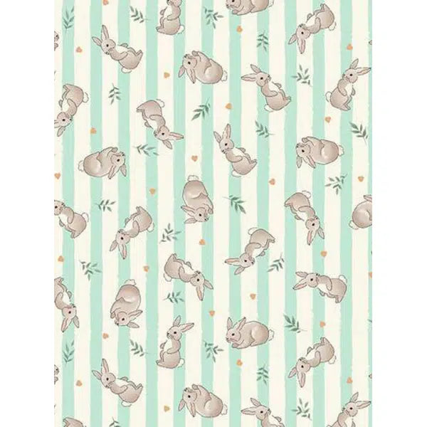 Patchwork Cotton Fabric - Little Ones - Bunnies Teal | Truro Fabrics