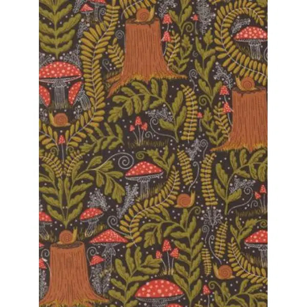 Patchwork Cotton Fabric - Night Owl - Mushroom - Midnight | Truro Fabrics