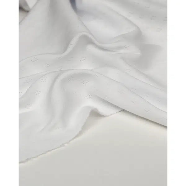 Pointelle Cotton Jersey Fabric - White – view 3 | Truro Fabrics