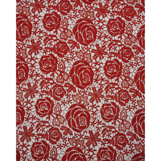 Polyester Guipure Lace Fabric - Red Rose – view 2 | Truro Fabrics