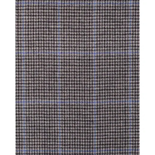 Pure Wool Donegal Tweed Fabric - Grey & Blue Houndstooth Check – view 2 | Truro Fabrics