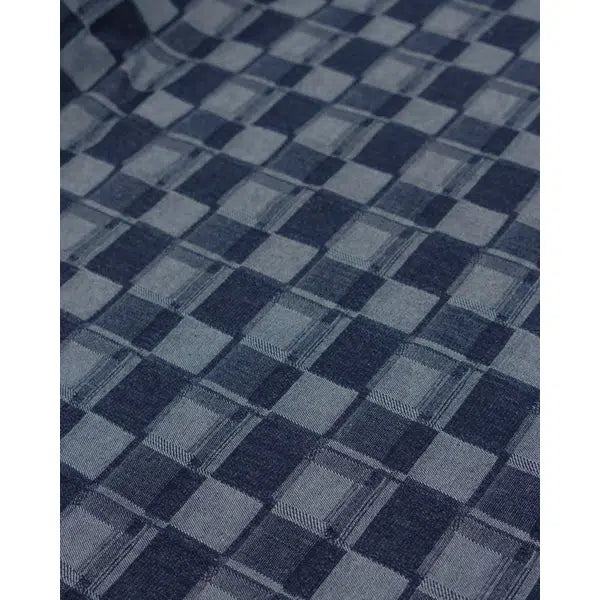 REMNANT 10.5oz Checkered Jacquard Denim - Indigo - 80cm x 175cm – view 4 | Truro Fabrics