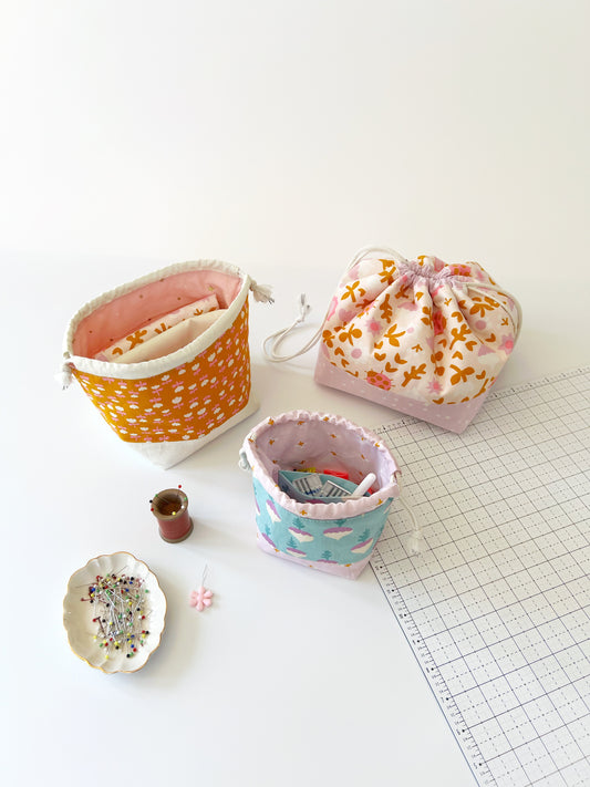 Divided drawstring pouch pattern