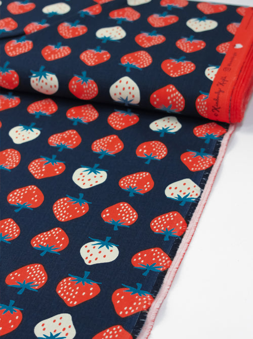 Ruby Star Society Canvas Fabric - Strawberry Navy