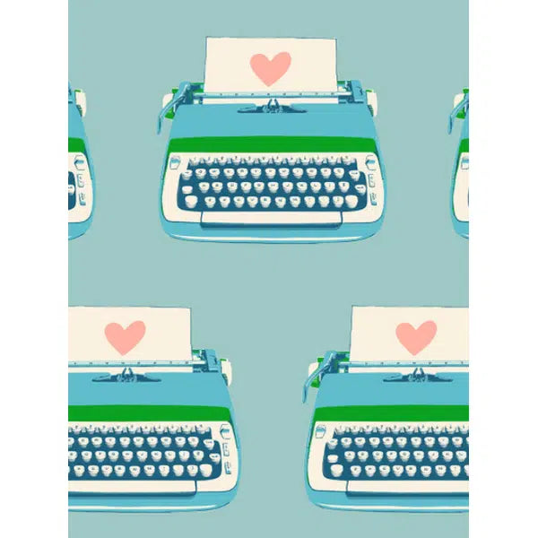 Ruby Star Society Cotton Fabric - Best Day Ever - Typewriters - Turquoise | Truro Fabrics