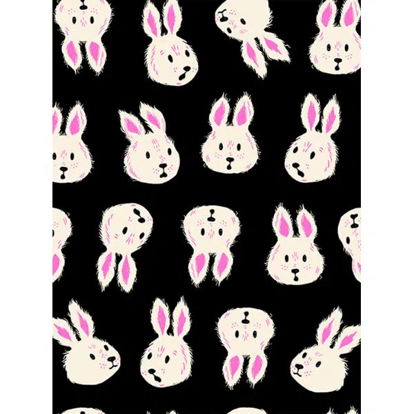 Ruby Star Society Cotton Fabric - Hello Alice - Rushing Rabbit - Black | Truro Fabrics