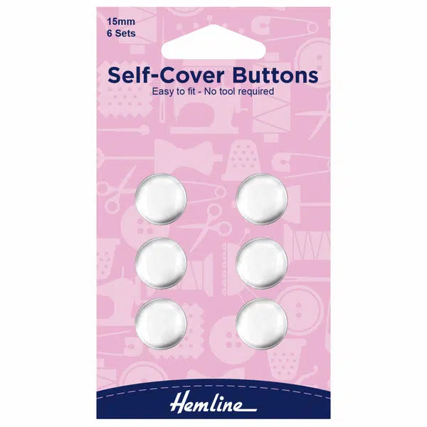 Self-Cover Buttons - Metal Top - 15mm | Truro Fabrics
