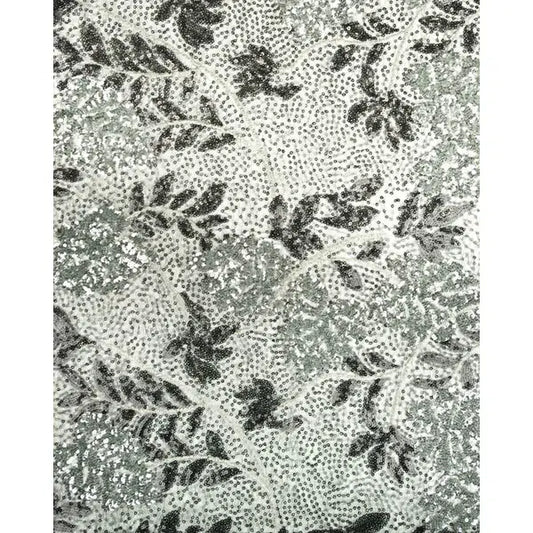 Sequin Tulle Fabric - Black & Silver Leaves – view 2 | Truro Fabrics
