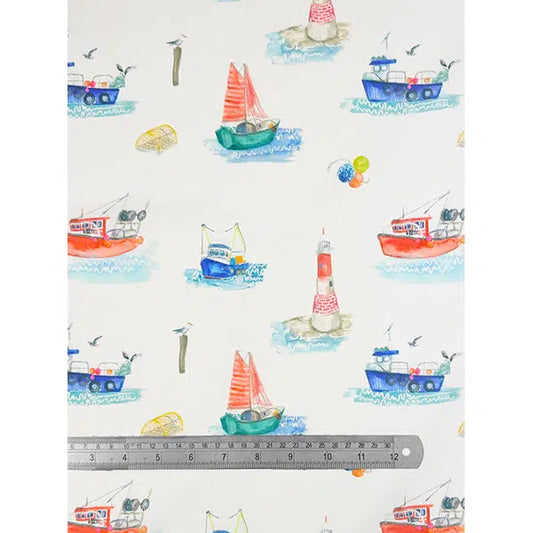 Showerproof Outdoor Fabric - Fishing Boats – view 2 | Truro Fabrics