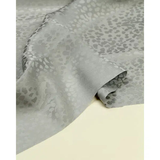 Silk Satin Jacquard Fabric - Silver Cheetah – view 2 | Truro Fabrics