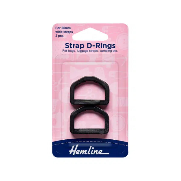 Strap D Rings 25mm - Black | Truro Fabrics