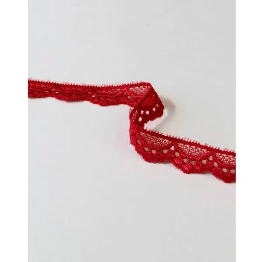 Stretch Lace Trim - 15mm - Ruby – view 2 | Truro Fabrics
