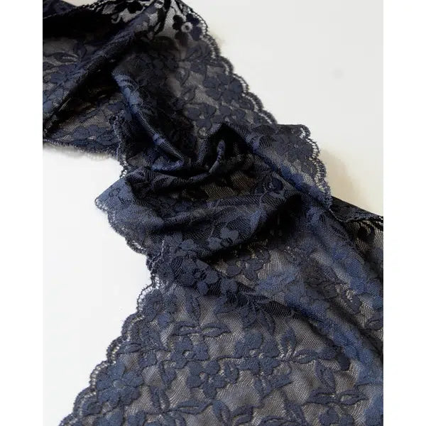 Stretch Lace Trim - 160mm - Anthracite – view 2 | Truro Fabrics