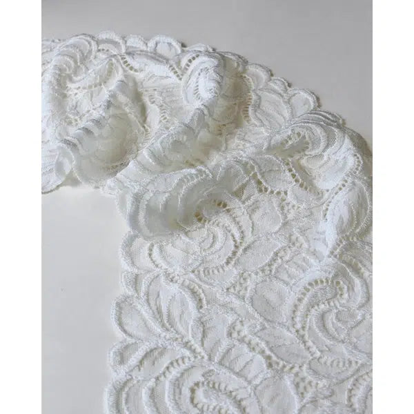 Stretch Lace Trim - 160mm - Cream – view 2 | Truro Fabrics