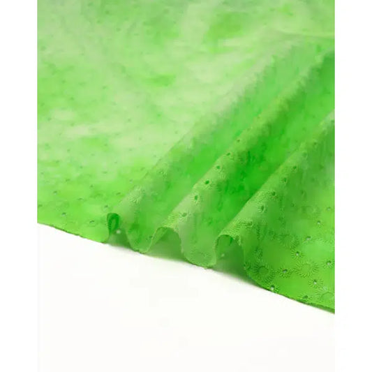 Tie Dye Broderie Anglais Fabric - Lime – view 2 | Truro Fabrics